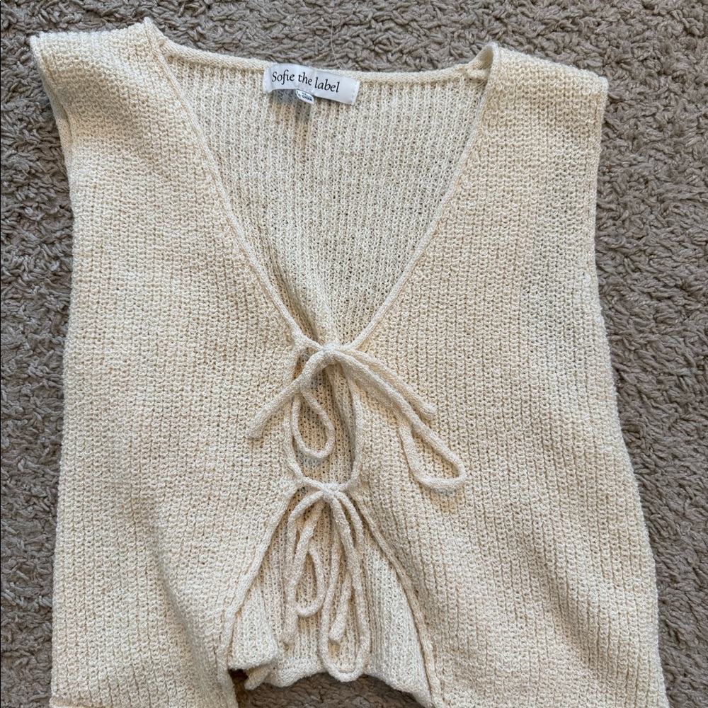 cropped knit tie vest